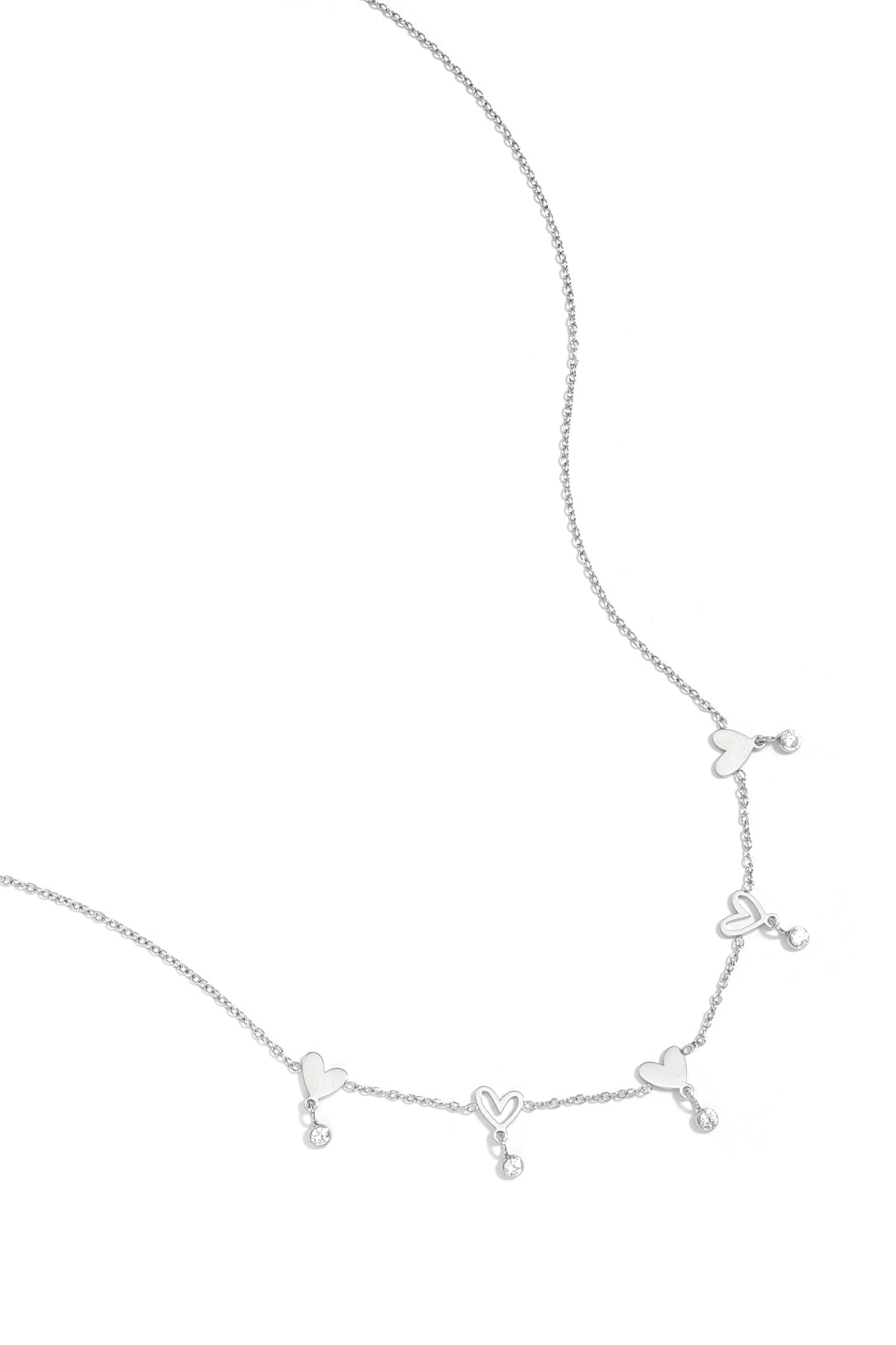 Collier Cœur Éclat d'Amour en Acier Inoxydable avec Strass