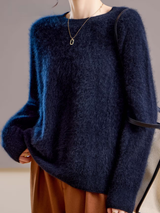 Hélène | Pull cachemire brossé col rond