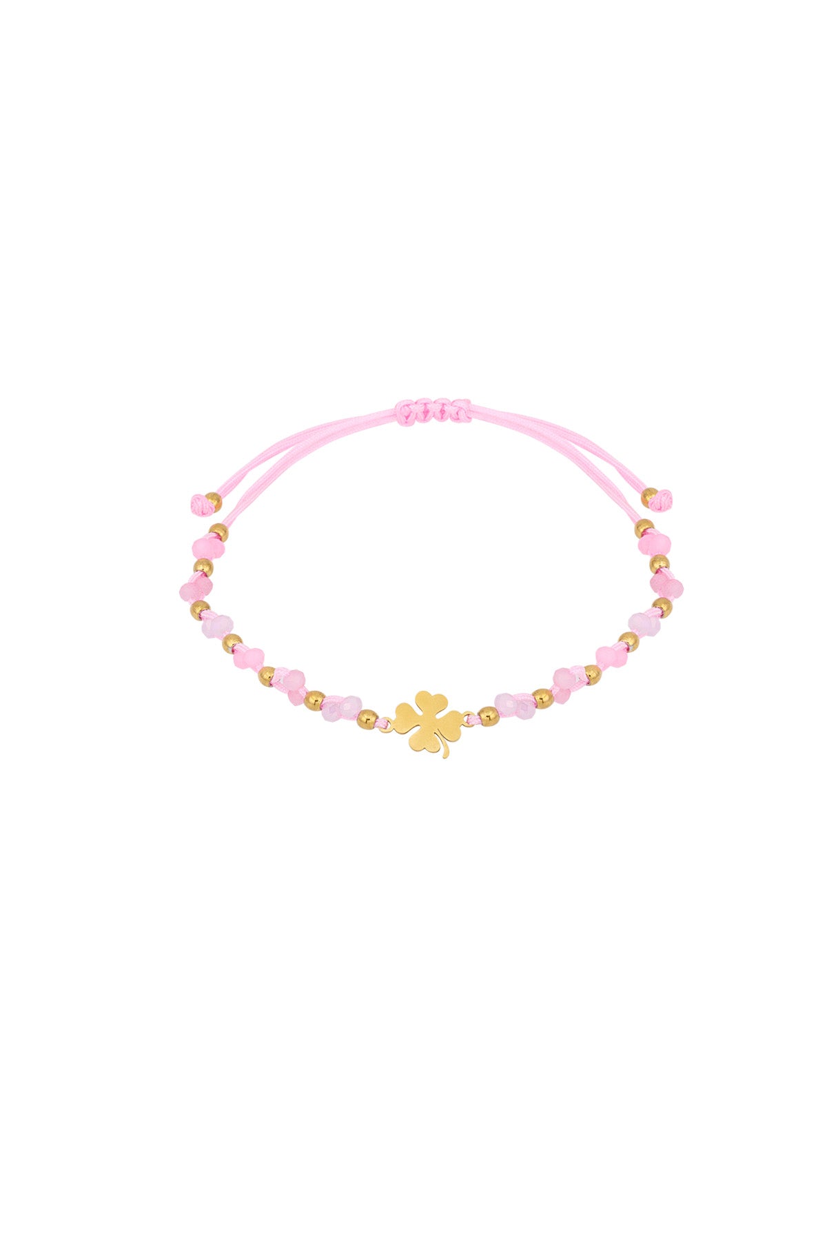 Bracelet trèfle avec cristal – Polyester & acier inoxydable