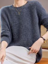 Hélène | Pull cachemire brossé col rond