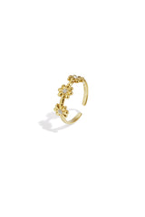 Bague | Fleur Ajustable avec Strass en Acier Inoxydable