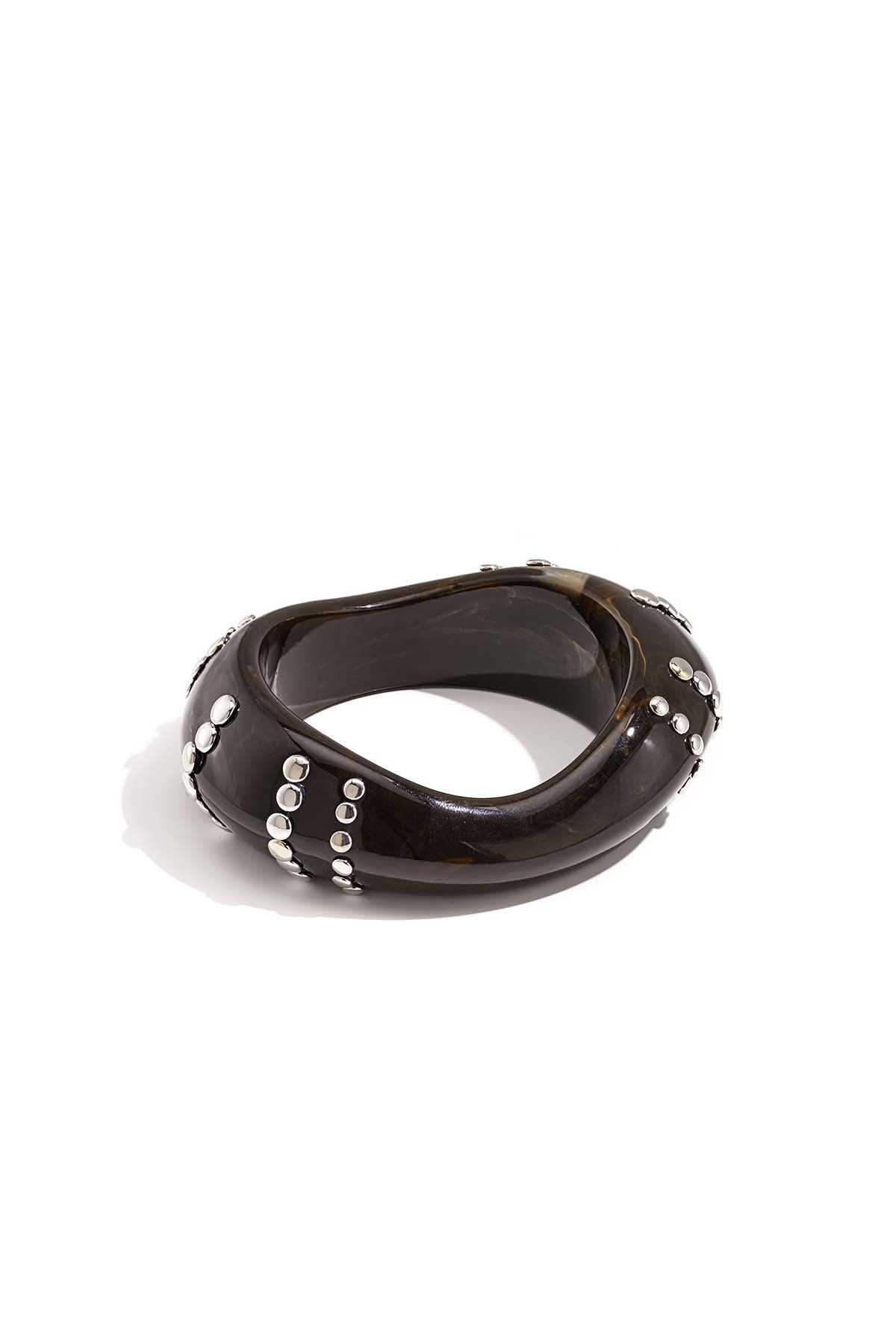 Bracelet statement femme – design cercle hiphop/rock – résine & métal
