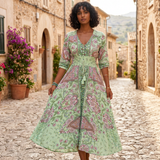 Marielle | Robe longue élégante à cordon floral pour femmes