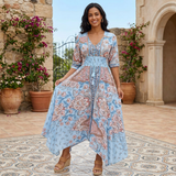 Marielle | Robe longue élégante à cordon floral pour femmes