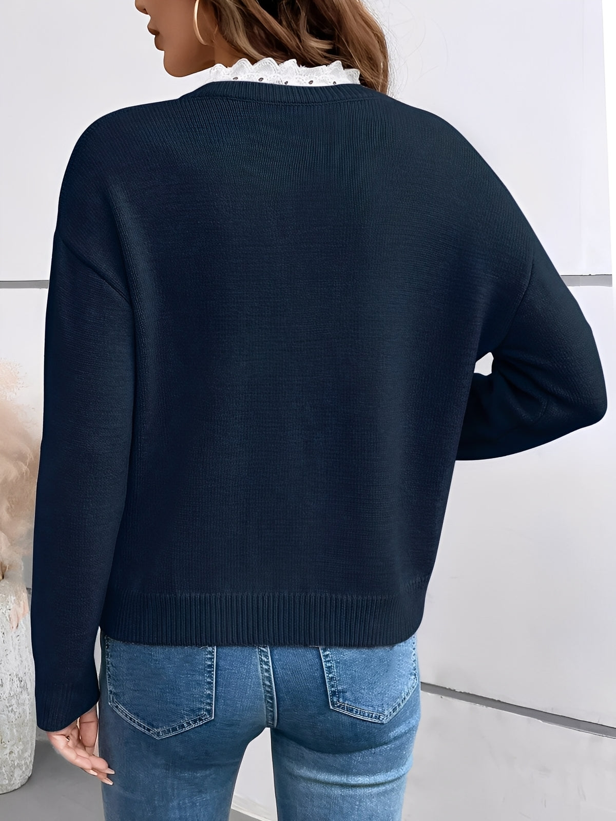 Reve Noir | Pull en cachemire col dentelle