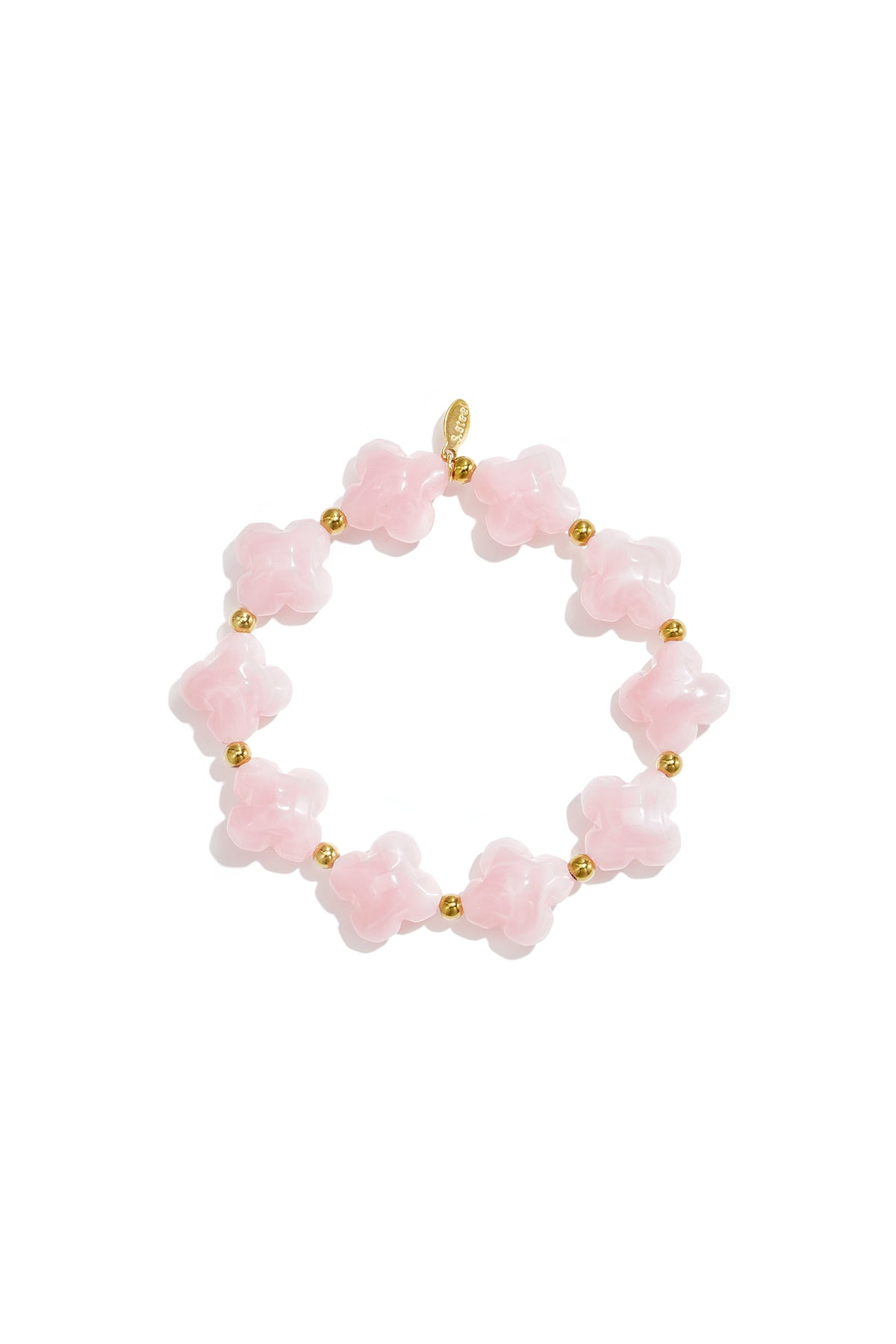 Bracelet en acrylique et acier inoxydable – Motif trèfle et perles