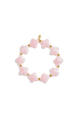 Bracelet en acrylique et acier inoxydable – Motif trèfle et perles