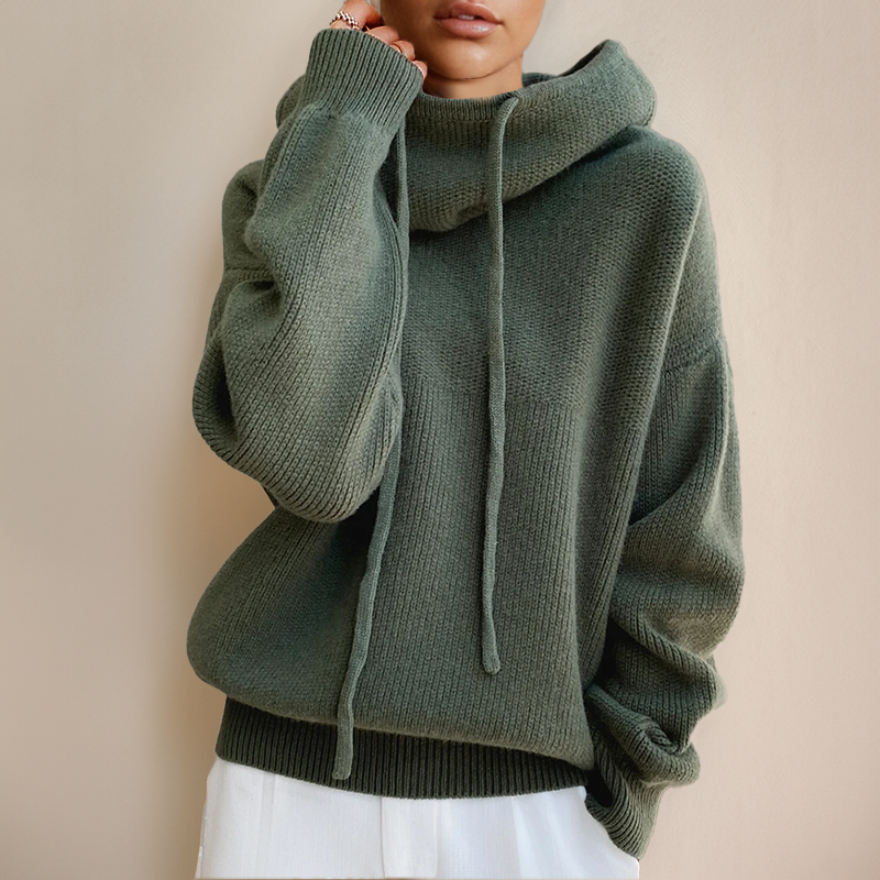 Élise | Pull en Cachemire à Capuche Drapée