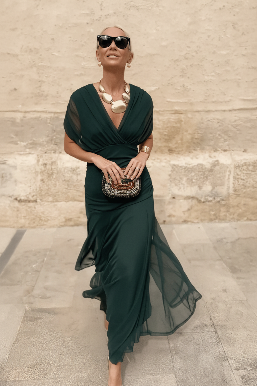 Louise | Robe Maxi de Fête Élégante à Col V